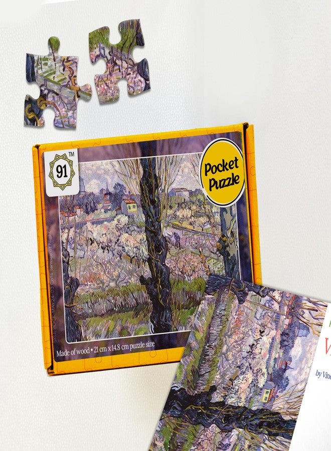 91Knots | View of Arles 140 Pieces Premium Wooden Pocket Puzzle for Adults & Teens | Classical Art Brain Teaser | Relaxing Mindfulness Game for Art Lovers - Image 1